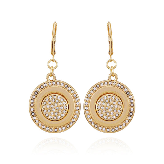 Vince Camuto Goldtone Pave Stone Coin Drop Earrings