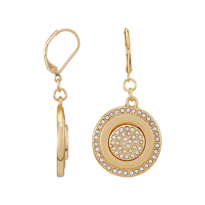 Vince Camuto Goldtone Pave Stone Coin Drop Earrings