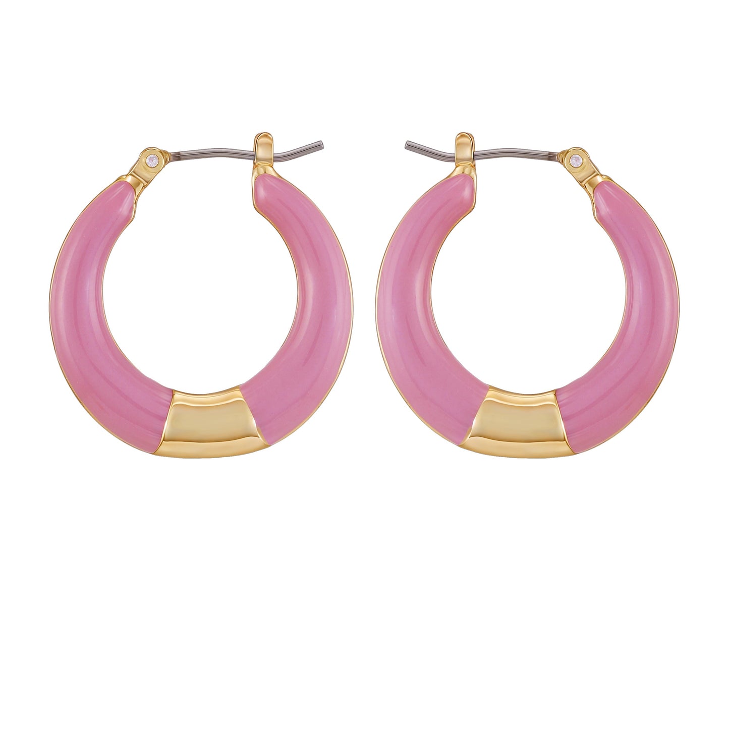 Vince Camuto Gold Tone Enamel Hoop Earrings