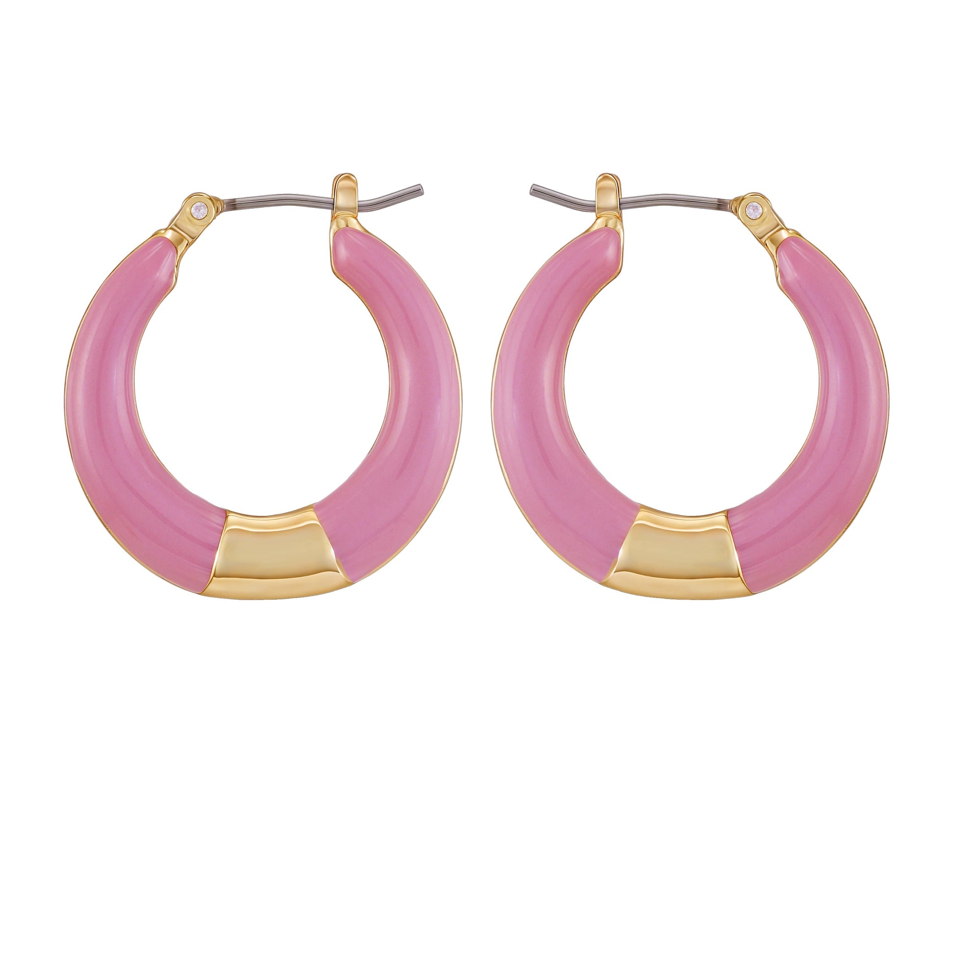 Vince Camuto Gold Tone Enamel Hoop Earrings