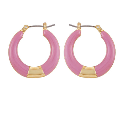 Vince Camuto Gold Tone Enamel Hoop Earrings