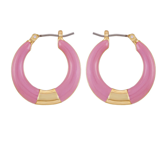 Vince Camuto Gold Tone Enamel Hoop Earrings