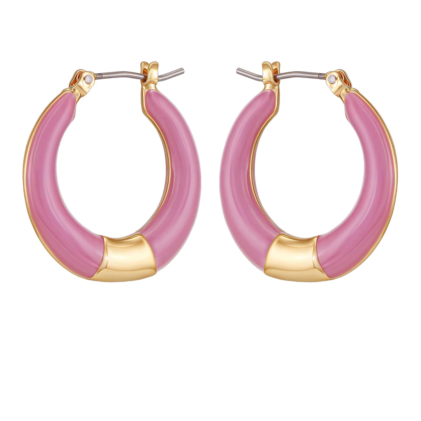 Vince Camuto Gold Tone Enamel Hoop Earrings