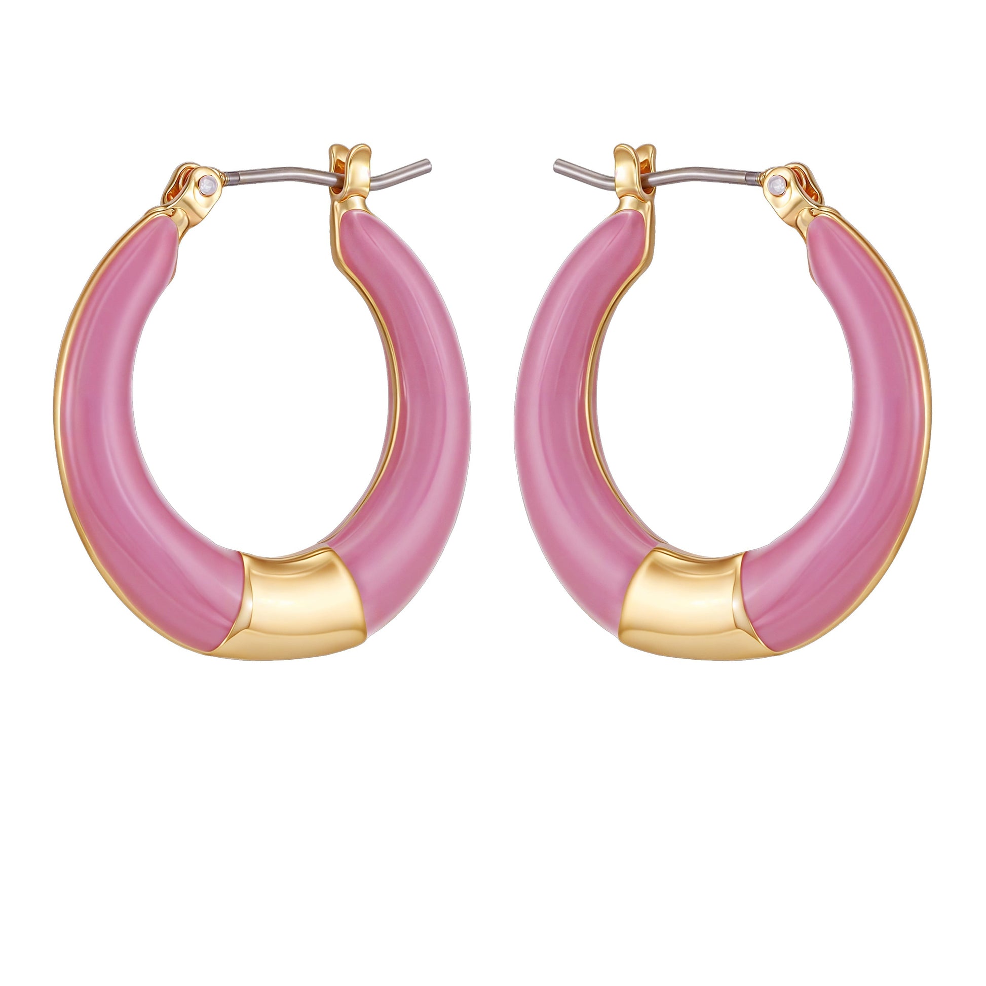 Vince Camuto Gold Tone Enamel Hoop Earrings