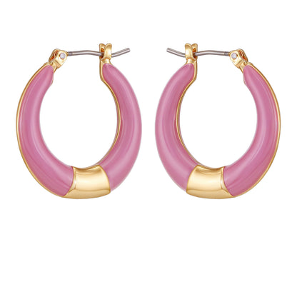 Vince Camuto Gold Tone Enamel Hoop Earrings