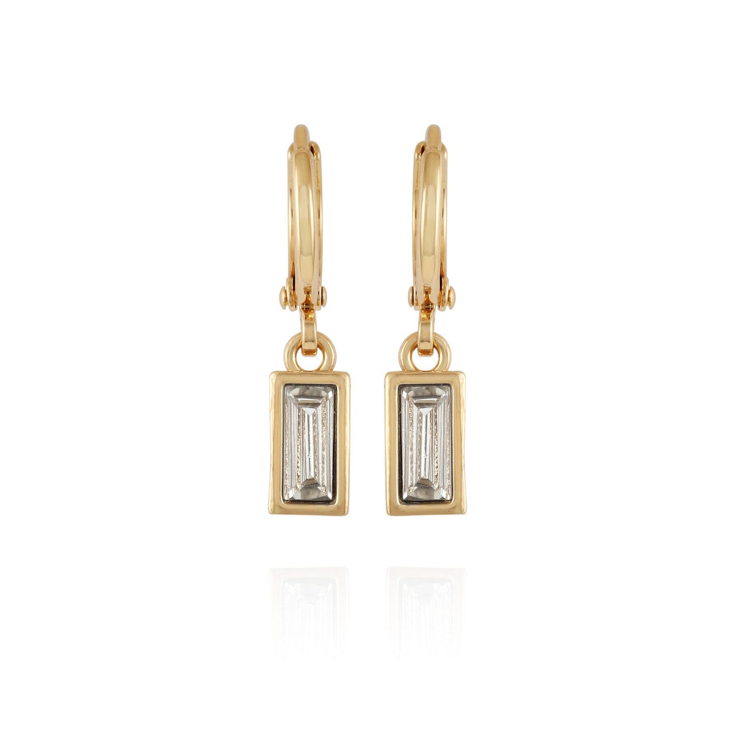 Vince Camuto Rectangular Glass Stone Huggie Drop Earrings