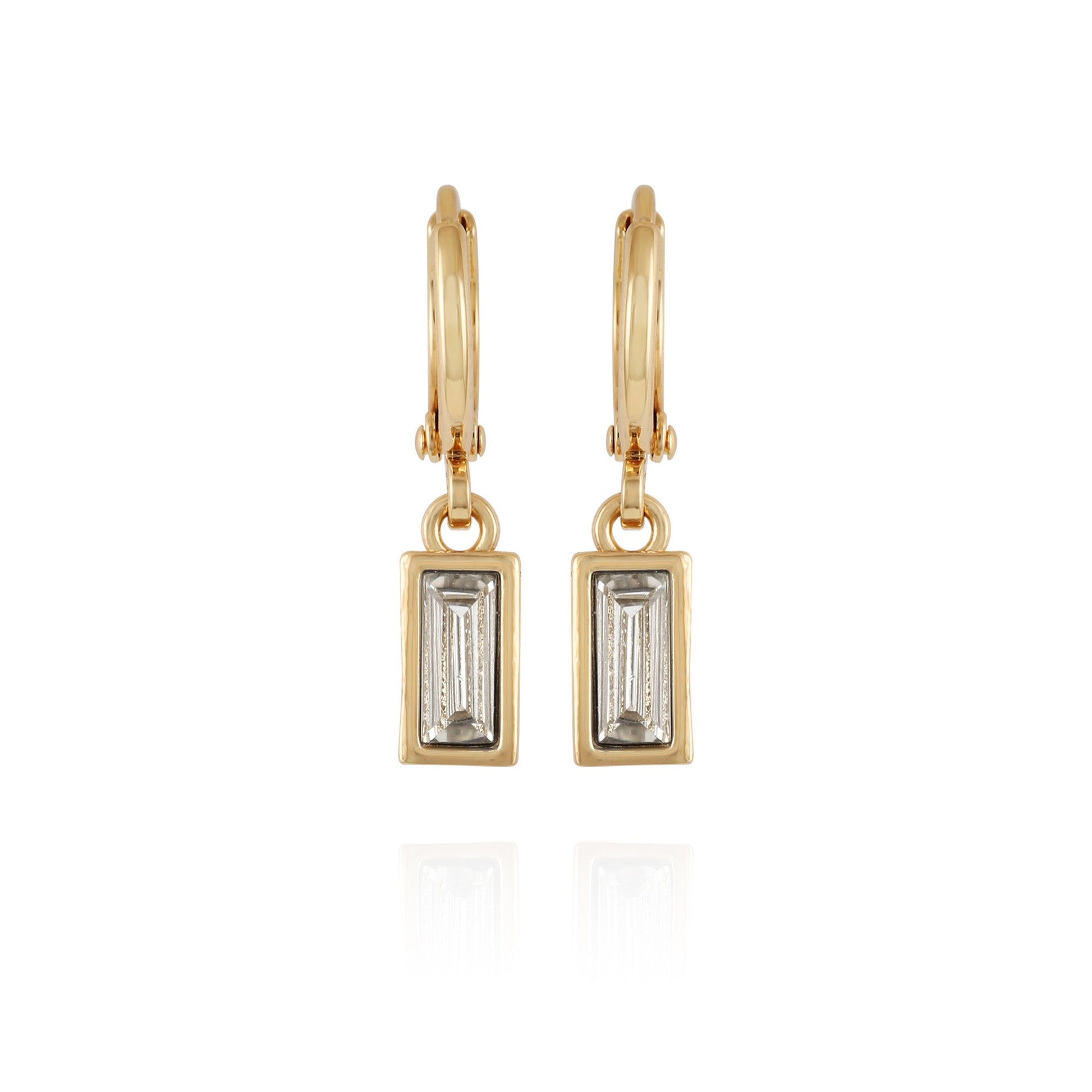 Vince Camuto Rectangular Glass Stone Huggie Drop Earrings