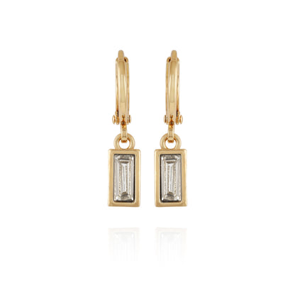 Vince Camuto Rectangular Glass Stone Huggie Drop Earrings