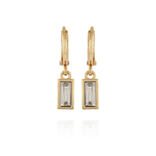 Vince Camuto Rectangular Glass Stone Huggie Drop Earrings