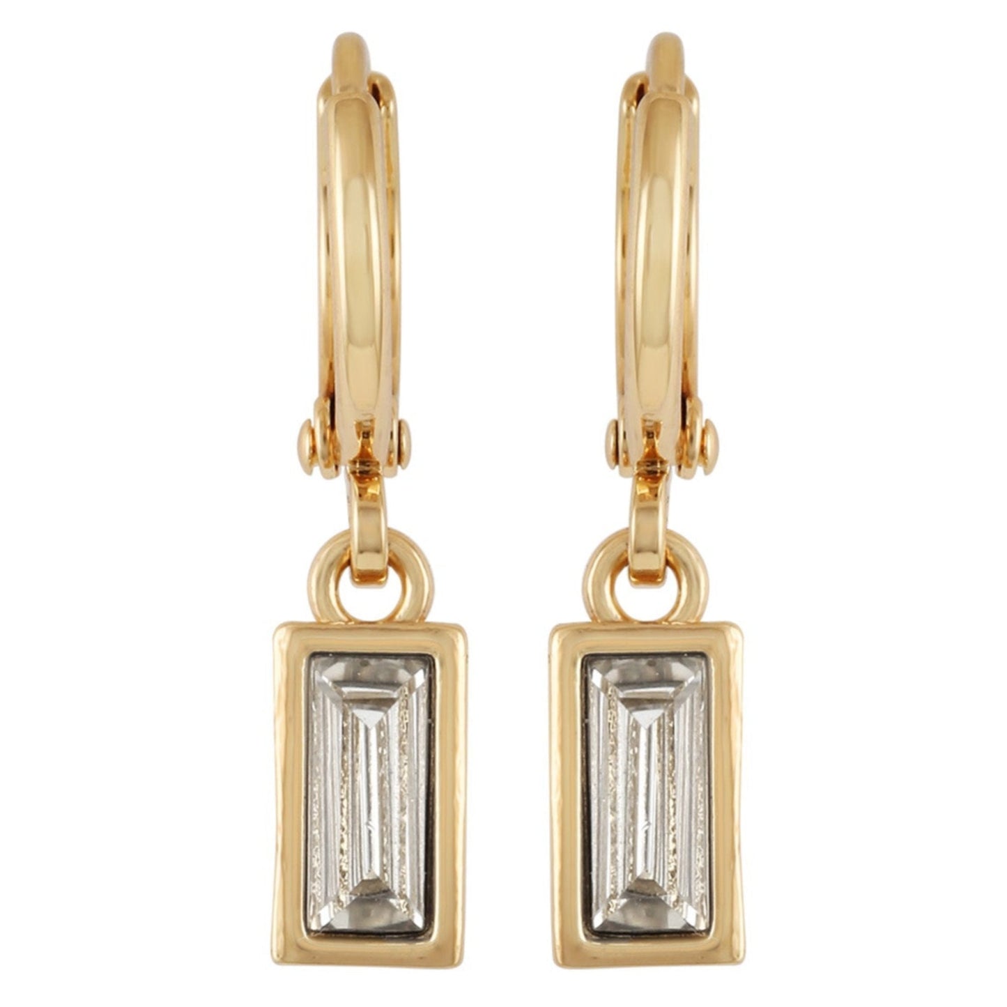 Vince Camuto Rectangular Glass Stone Huggie Drop Earrings