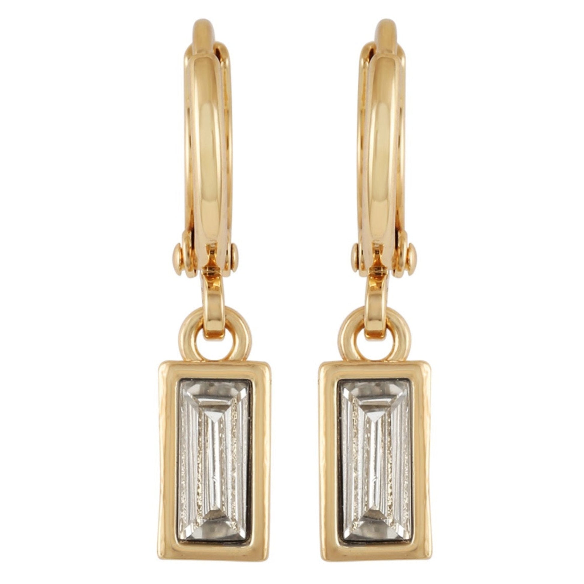 Vince Camuto Rectangular Glass Stone Huggie Drop Earrings