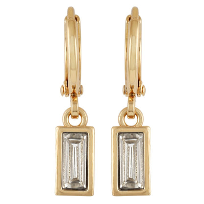Vince Camuto Rectangular Glass Stone Huggie Drop Earrings
