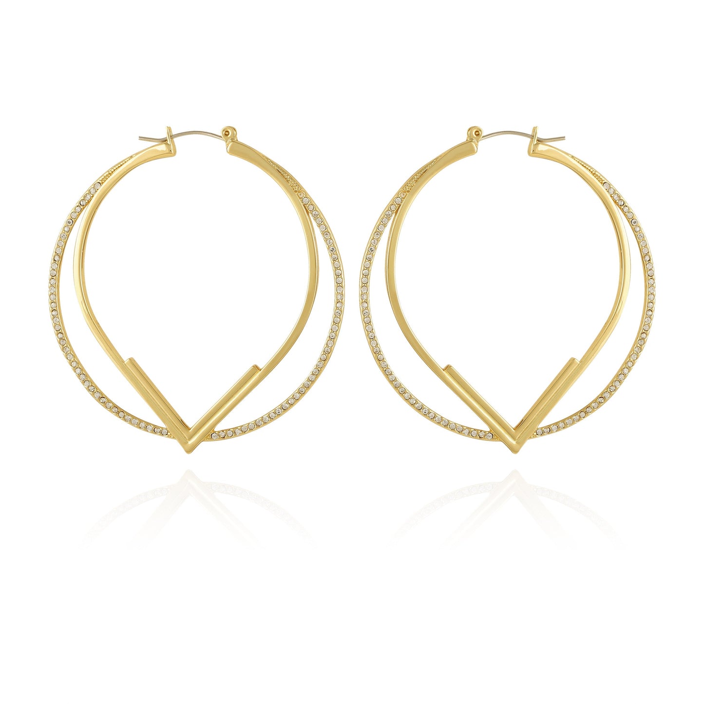 Vince Camuto Double Hoop V Pave Earrings