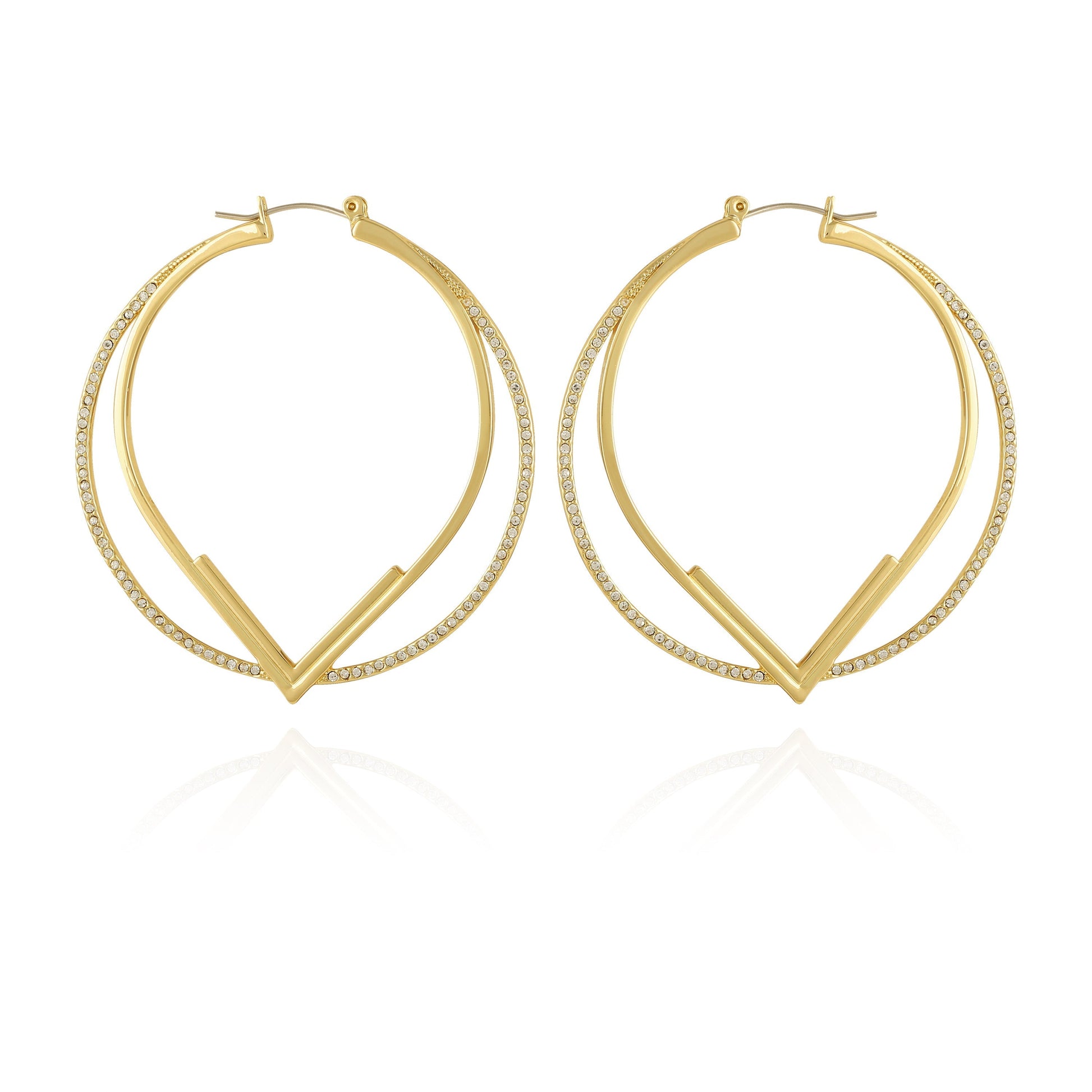 Vince Camuto Double Hoop V Pave Earrings