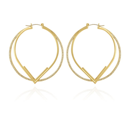 Vince Camuto Double Hoop V Pave Earrings