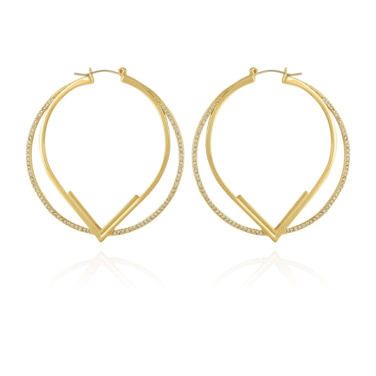 Vince Camuto Double Hoop V Pave Earrings