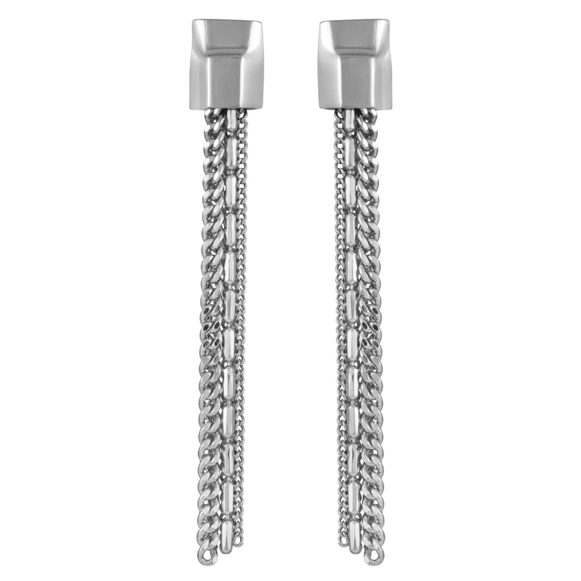 Vince Camuto Silvertone Mixed Chain Linear Tassel Dangle Drop Earrings