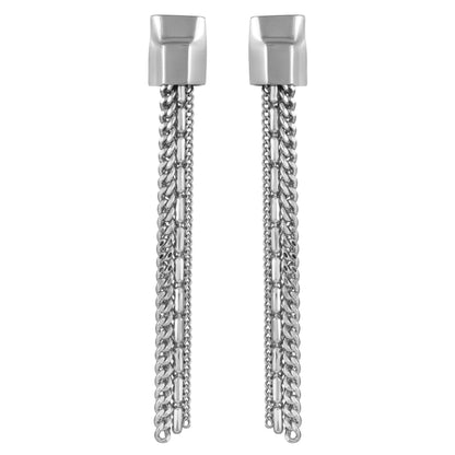Vince Camuto Silvertone Mixed Chain Linear Tassel Dangle Drop Earrings