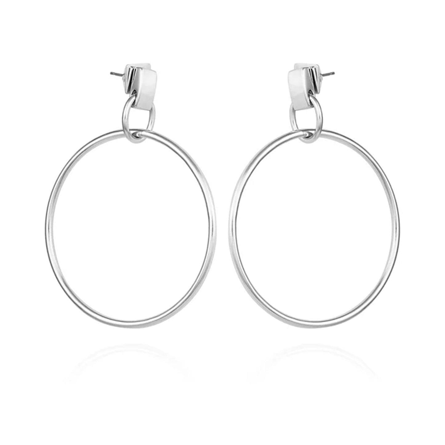 Vince Camuto Silvertone Hoop Drop Earrings
