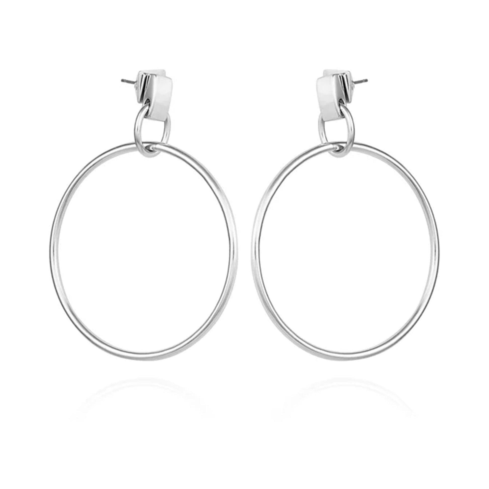 Vince Camuto Silvertone Hoop Drop Earrings