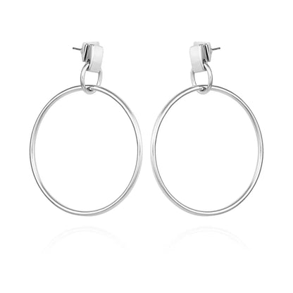 Vince Camuto Silvertone Hoop Drop Earrings