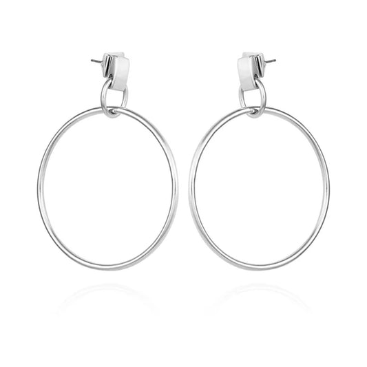 Vince Camuto Silvertone Hoop Drop Earrings
