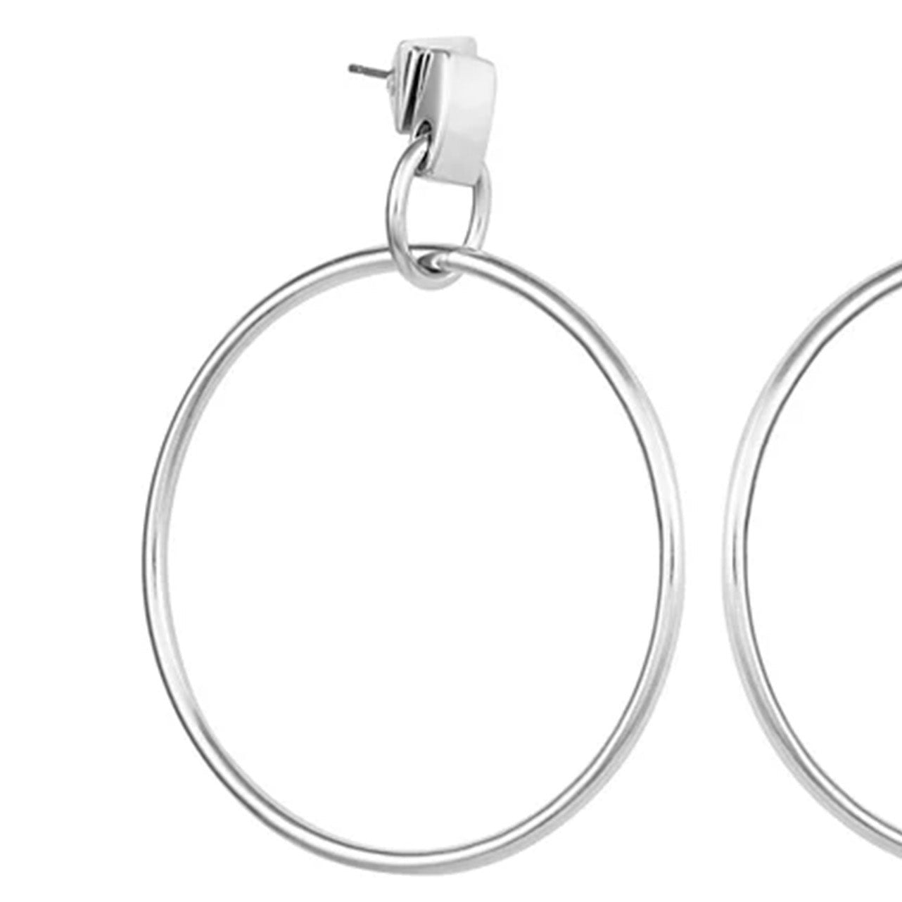 Vince Camuto Silvertone Hoop Drop Earrings