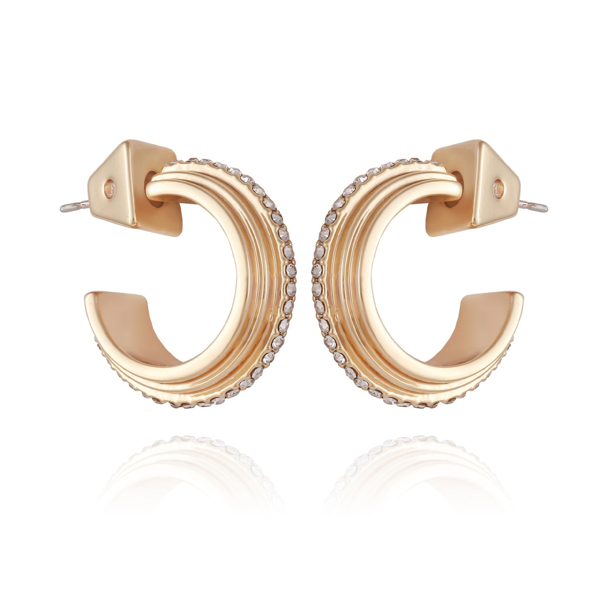 Vince Camuto 14K Goldtone Crystal Huggie Hoop Earring
