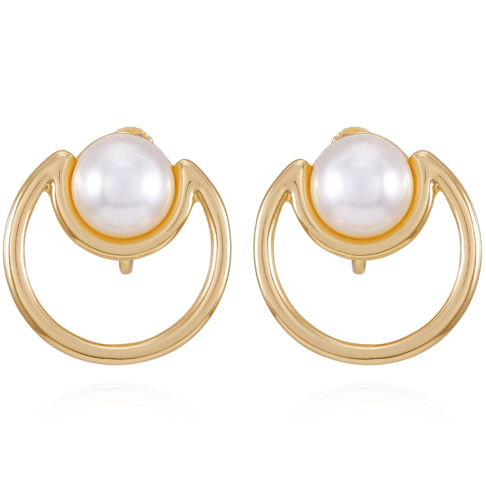 Vince Camuto Goldtone Pearl Clip On Earrings