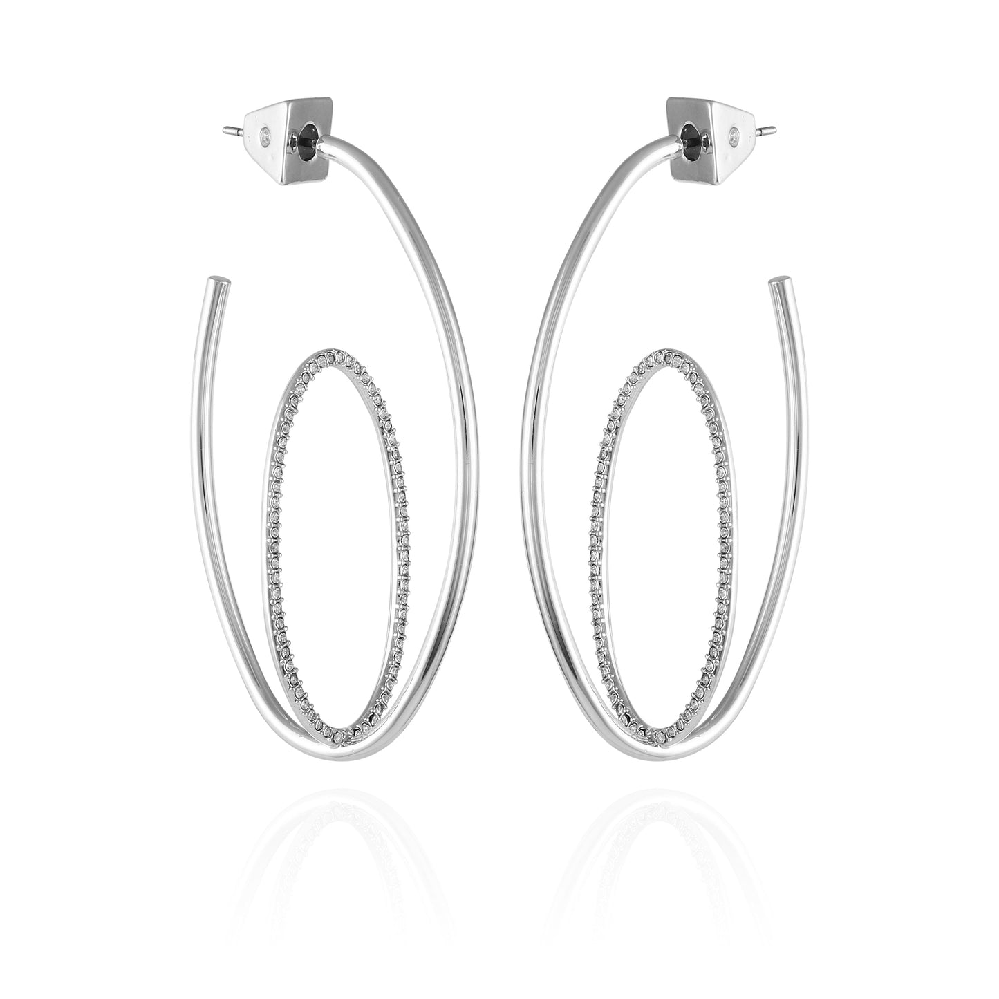 Vince Camuto Silvertone Orbital Double Hoop Earrings