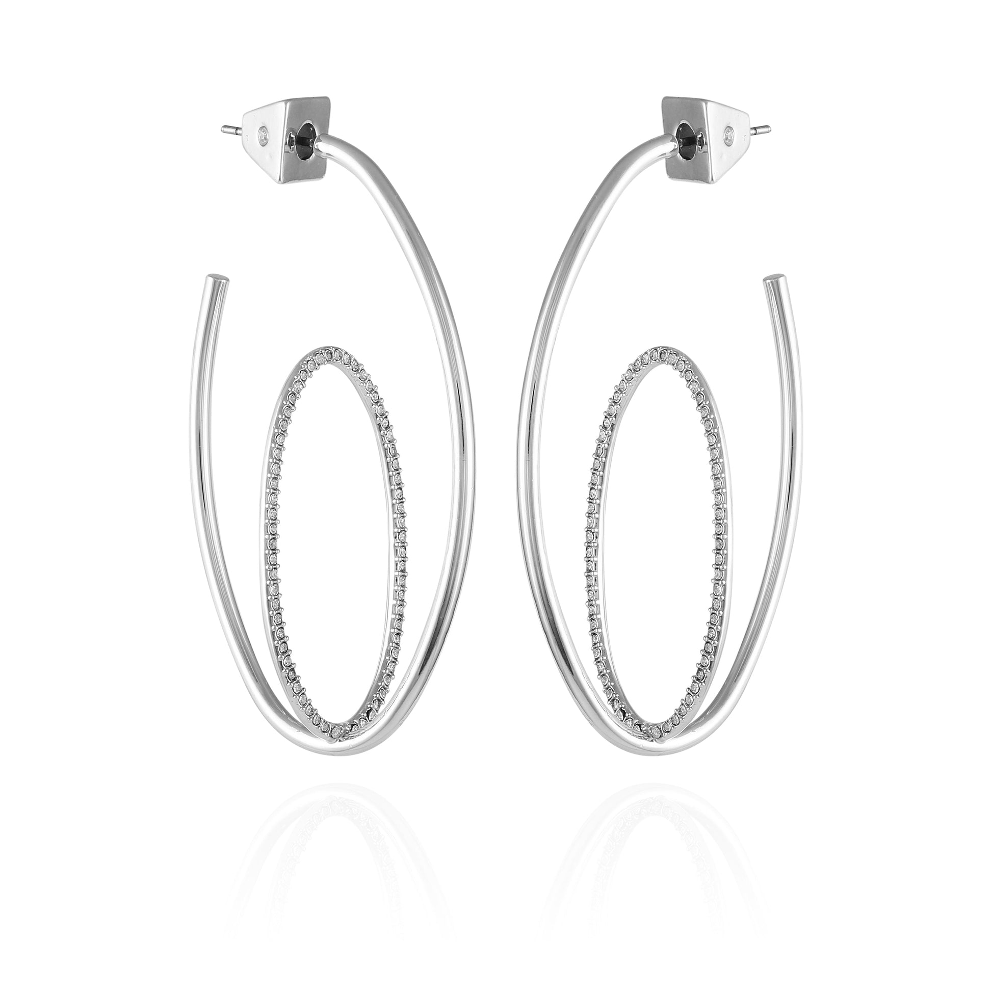 Vince Camuto Silvertone Orbital Double Hoop Earrings