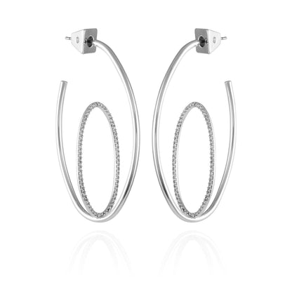 Vince Camuto Silvertone Orbital Double Hoop Earrings