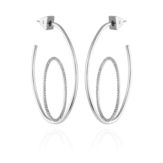 Vince Camuto Silvertone Orbital Double Hoop Earrings