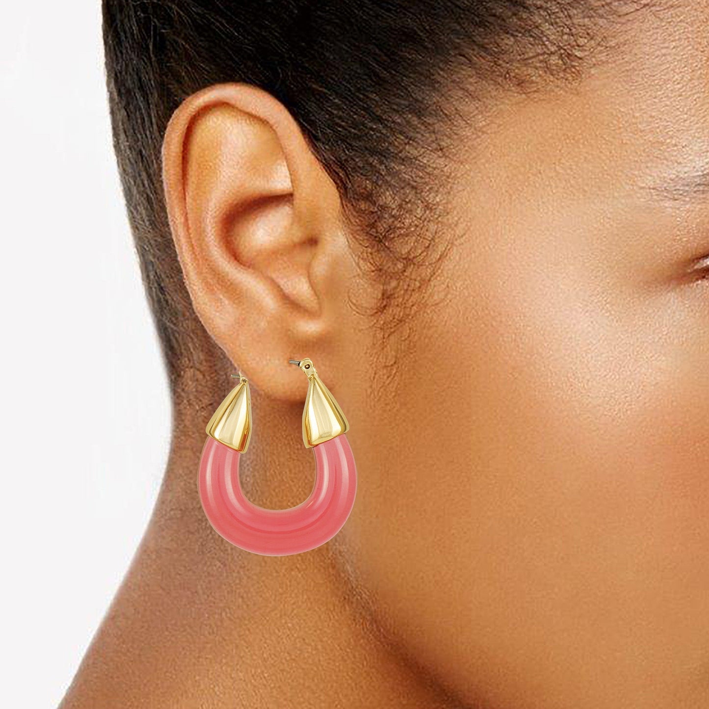 Vince Camuto Goldtone Pink Candy Hoop Earrings