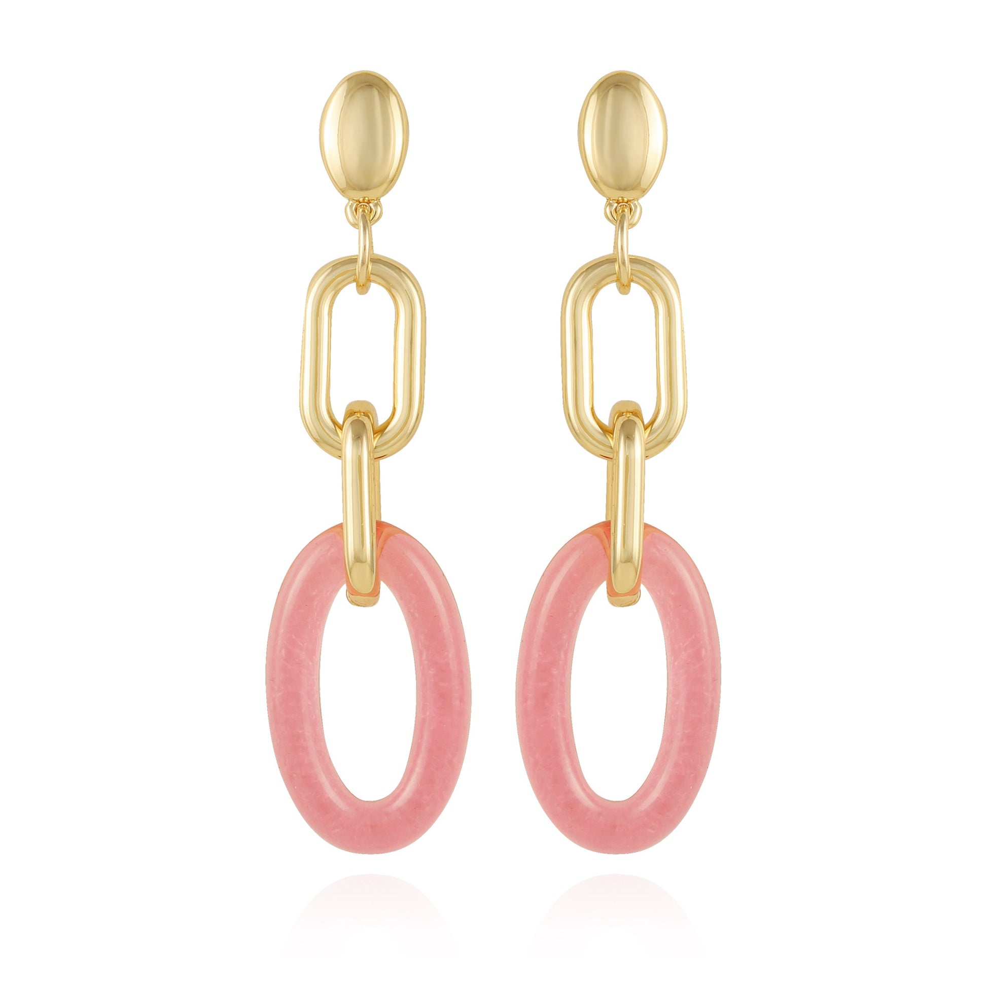 Vince Camuto Goldtone Pink Candy Interlocking Drop Earrings