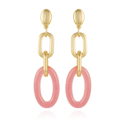 Vince Camuto Goldtone Pink Candy Interlocking Drop Earrings