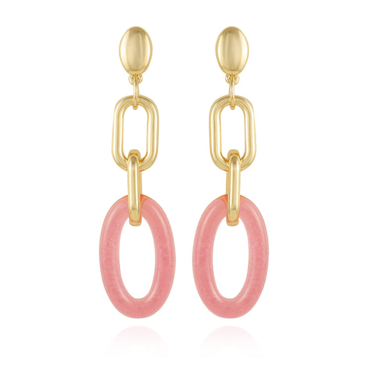 Vince Camuto Goldtone Pink Candy Interlocking Drop Earrings