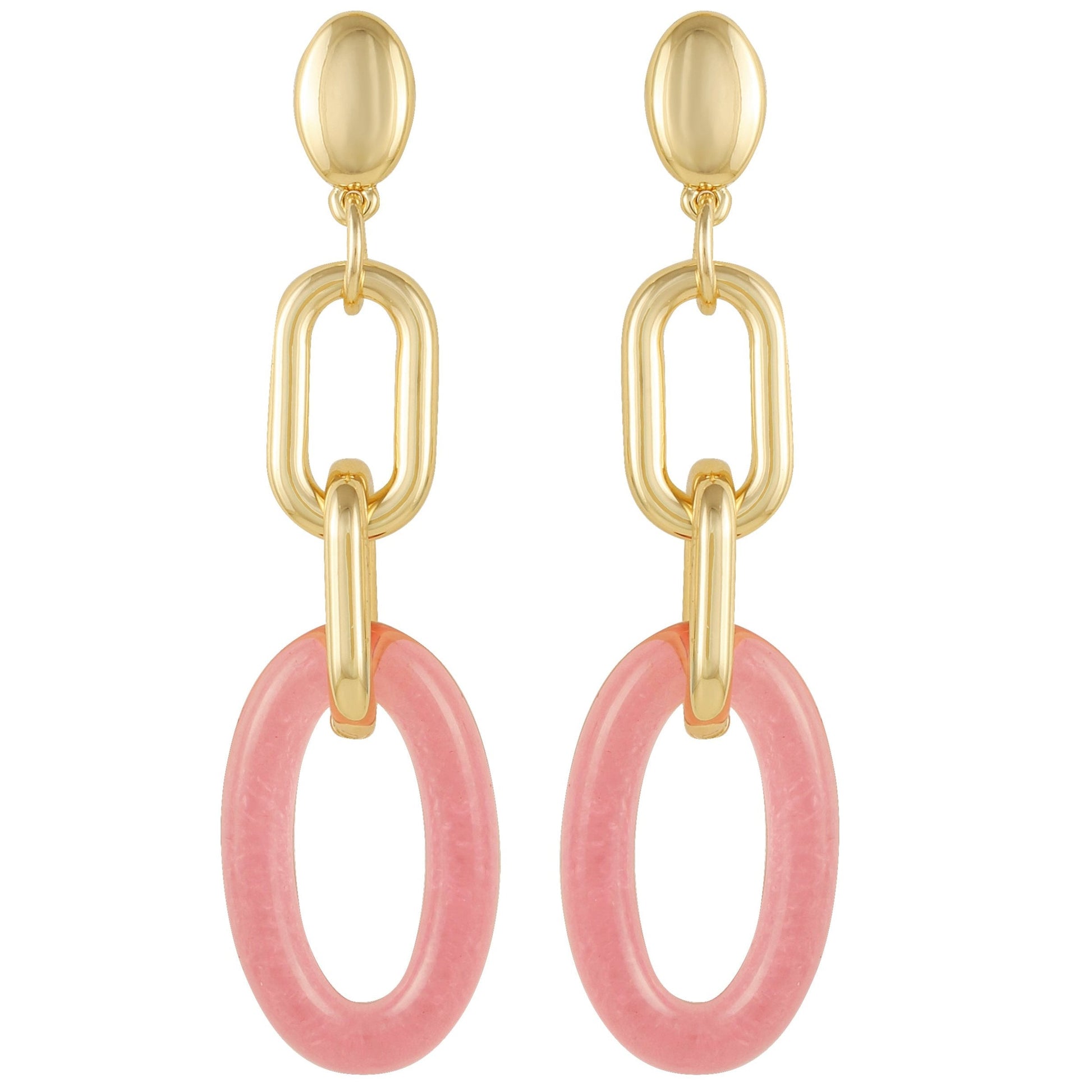 Vince Camuto Goldtone Pink Candy Interlocking Drop Earrings
