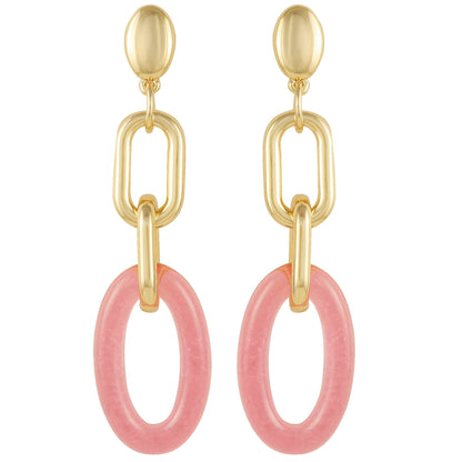 Vince Camuto Goldtone Pink Candy Interlocking Drop Earrings