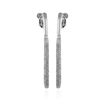Vince Camuto Silvertone Glass Stone Linear Drop Clip On Earrings