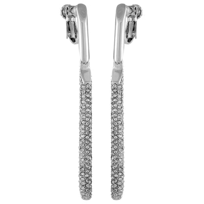 Vince Camuto Silvertone Glass Stone Linear Drop Clip On Earrings