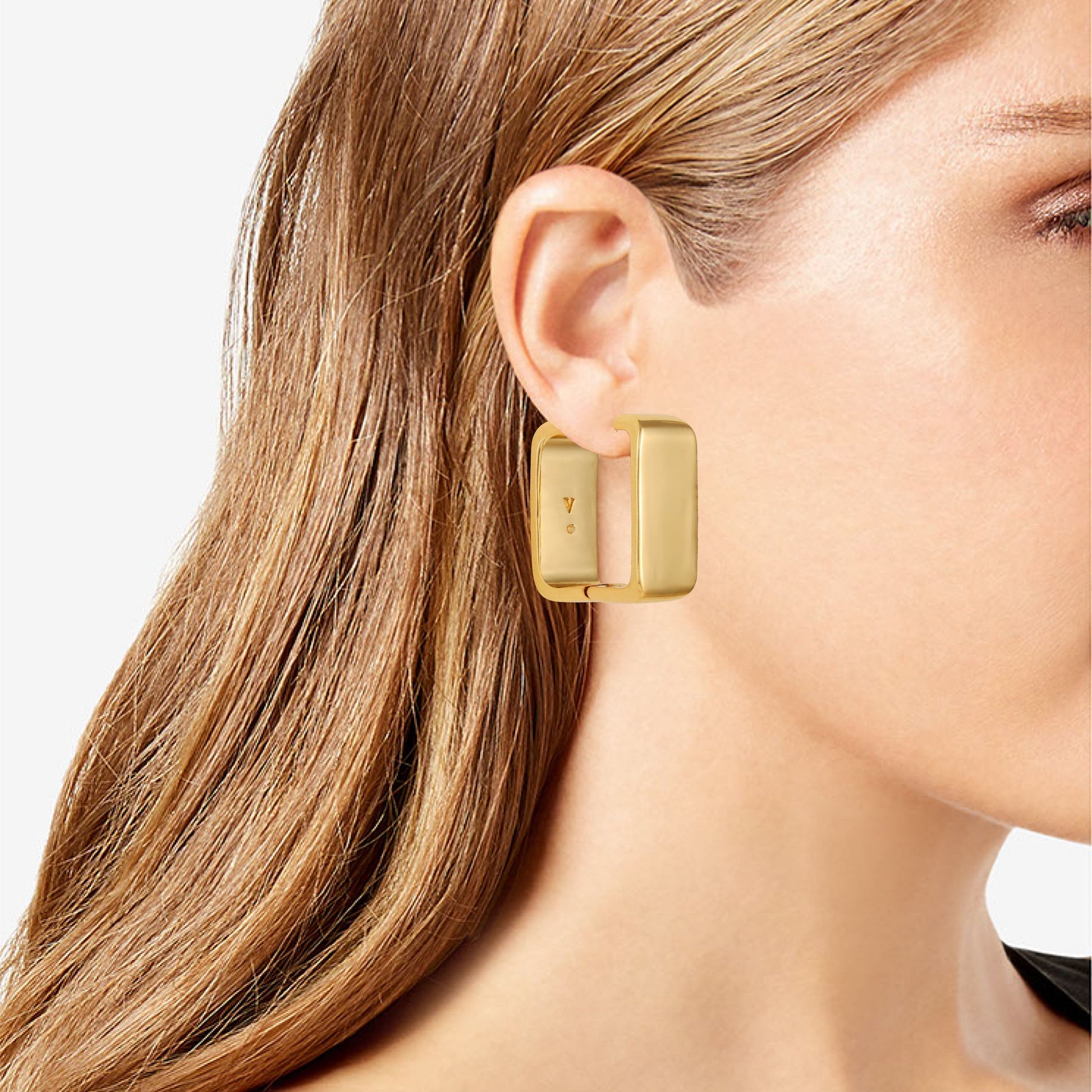 Vince Camuto Brass Rectangle Hoop Earrings