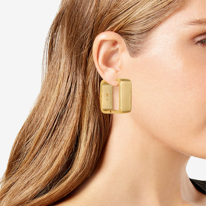 Vince Camuto Brass Rectangle Hoop Earrings