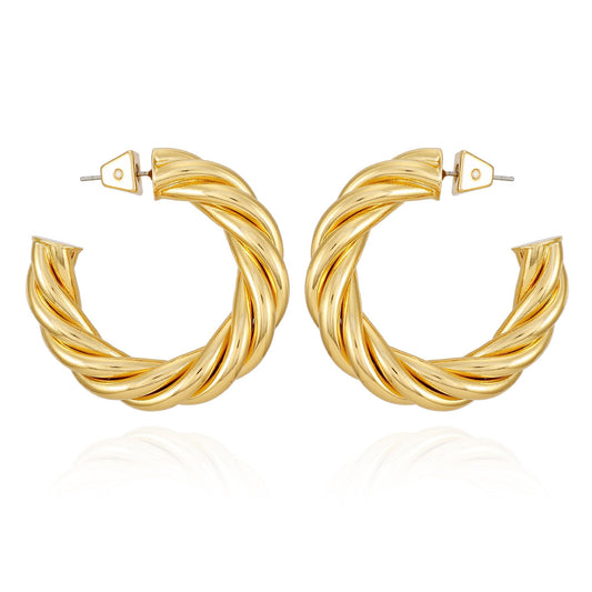 Vince Camuto Goldtone Textured Rope Hoop Earrings