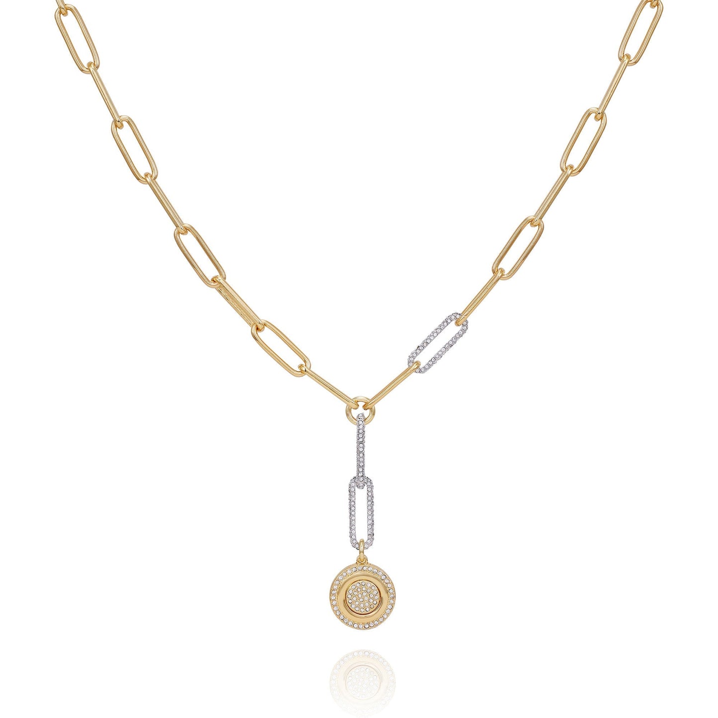 Vince Camuto Two Tone Coin Pendant Y Necklace