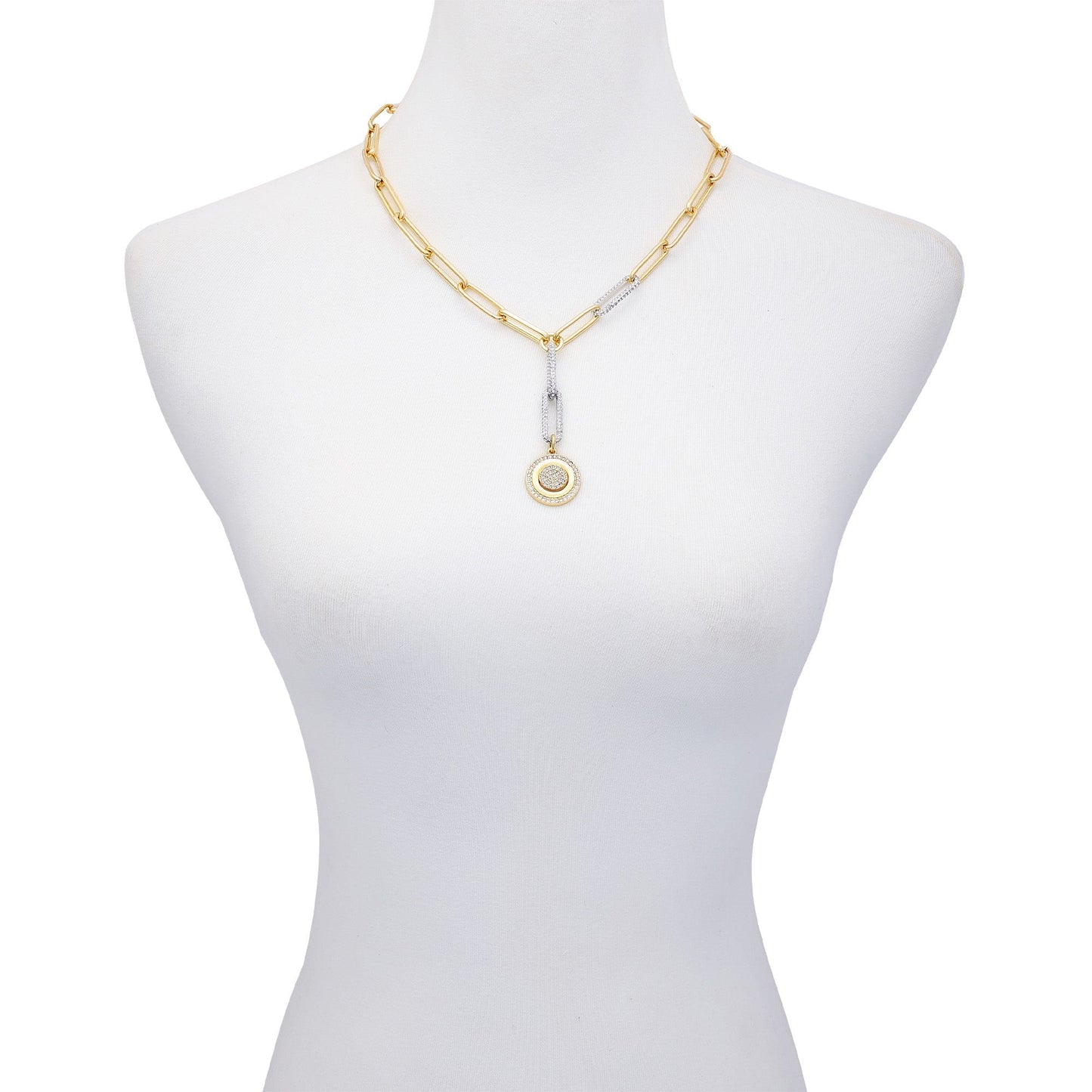 Vince Camuto Two Tone Coin Pendant Y Necklace