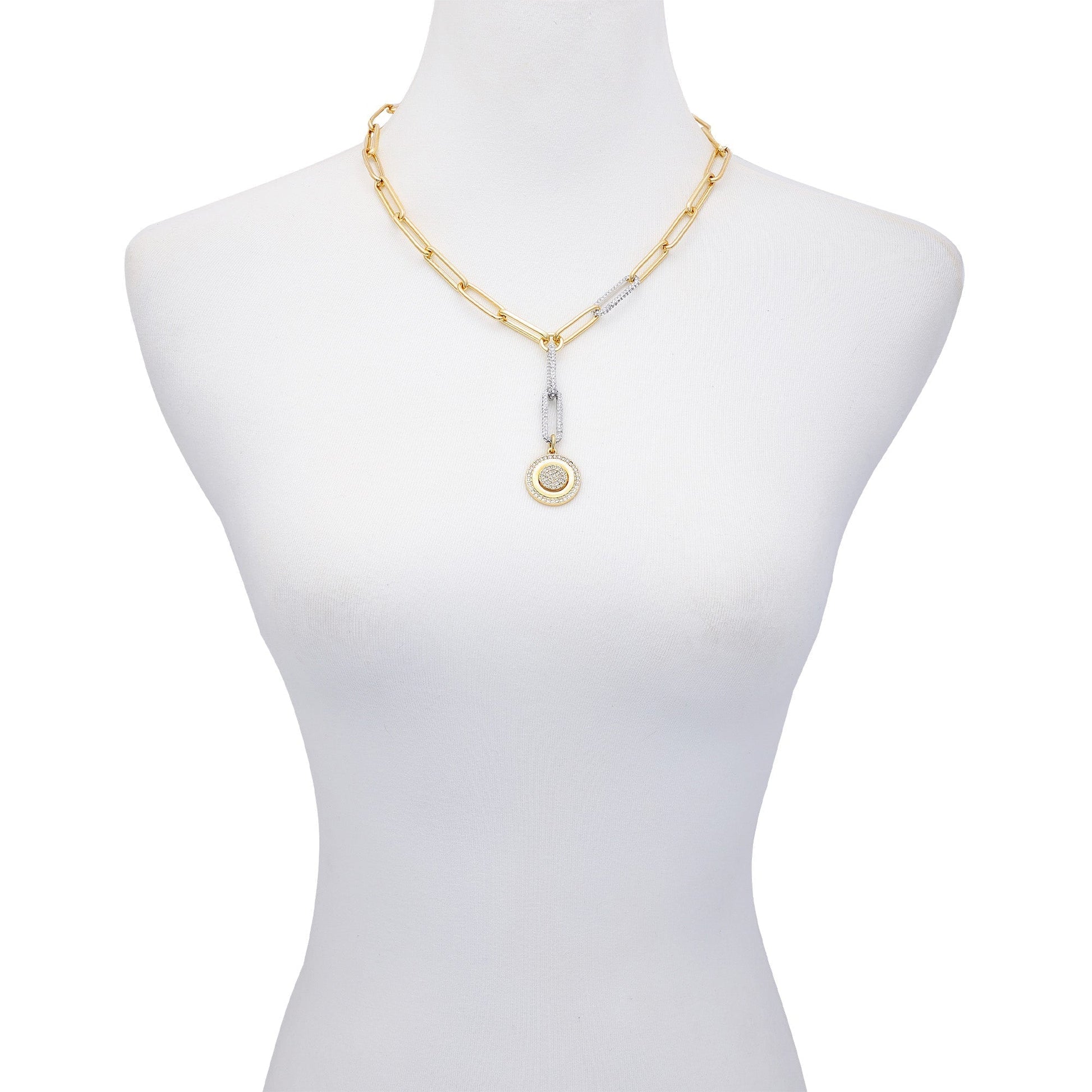 Vince Camuto Two Tone Coin Pendant Y Necklace