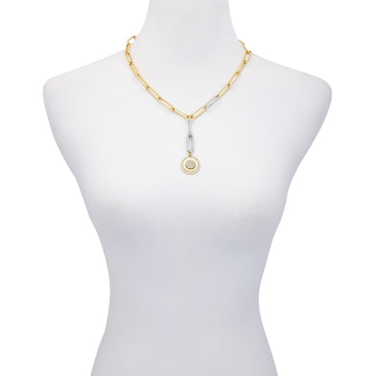 Vince Camuto Two Tone Coin Pendant Y Necklace