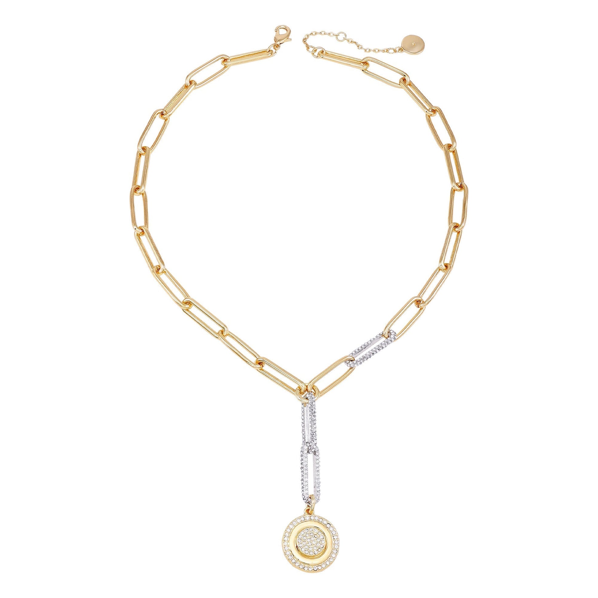 Vince Camuto Two Tone Coin Pendant Y Necklace