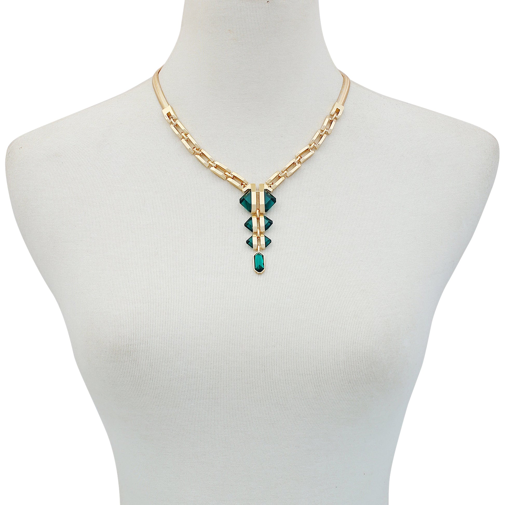 Vince Camuto Goldtone Tri Blue Zircon Stone Drop Pendant Necklace